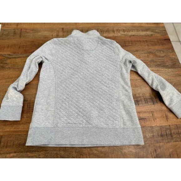 LL Bean Quilted Quarter Zip Womens Medium Jacket Sweater Pullover Gray Mock Neck - Picture 9 of 12